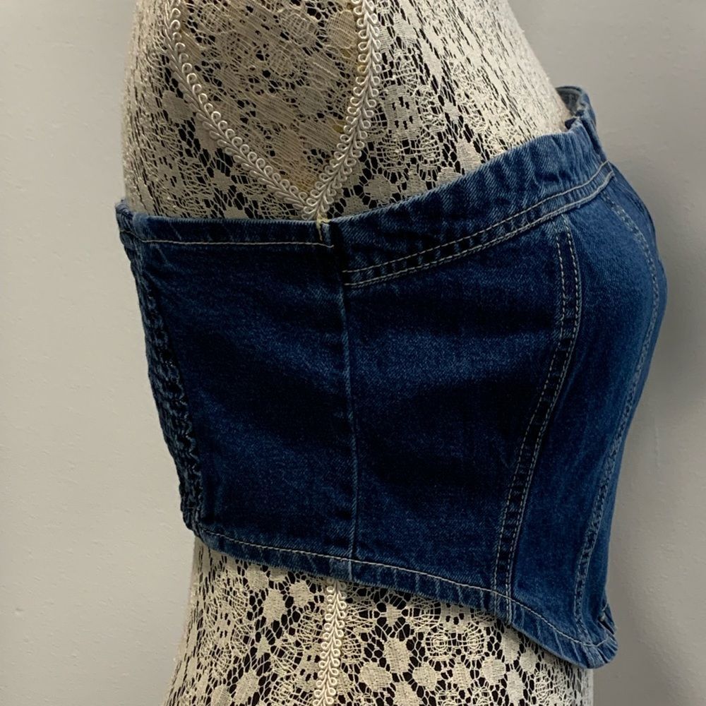 Vintage Lone Star  Blue Indigo Wash Denim Corset/Tube Top - Picture 6 of 11